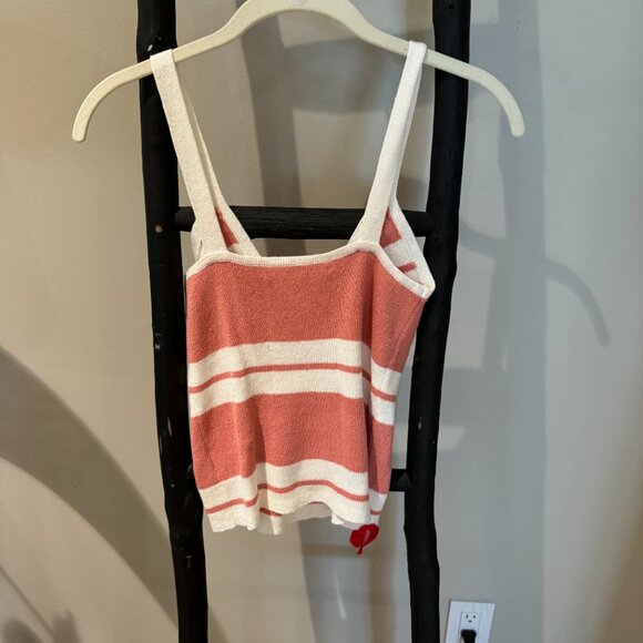XS 360 Sweater Italian Yarn Pink and White Striped Cami Top - Picture 4 of 4